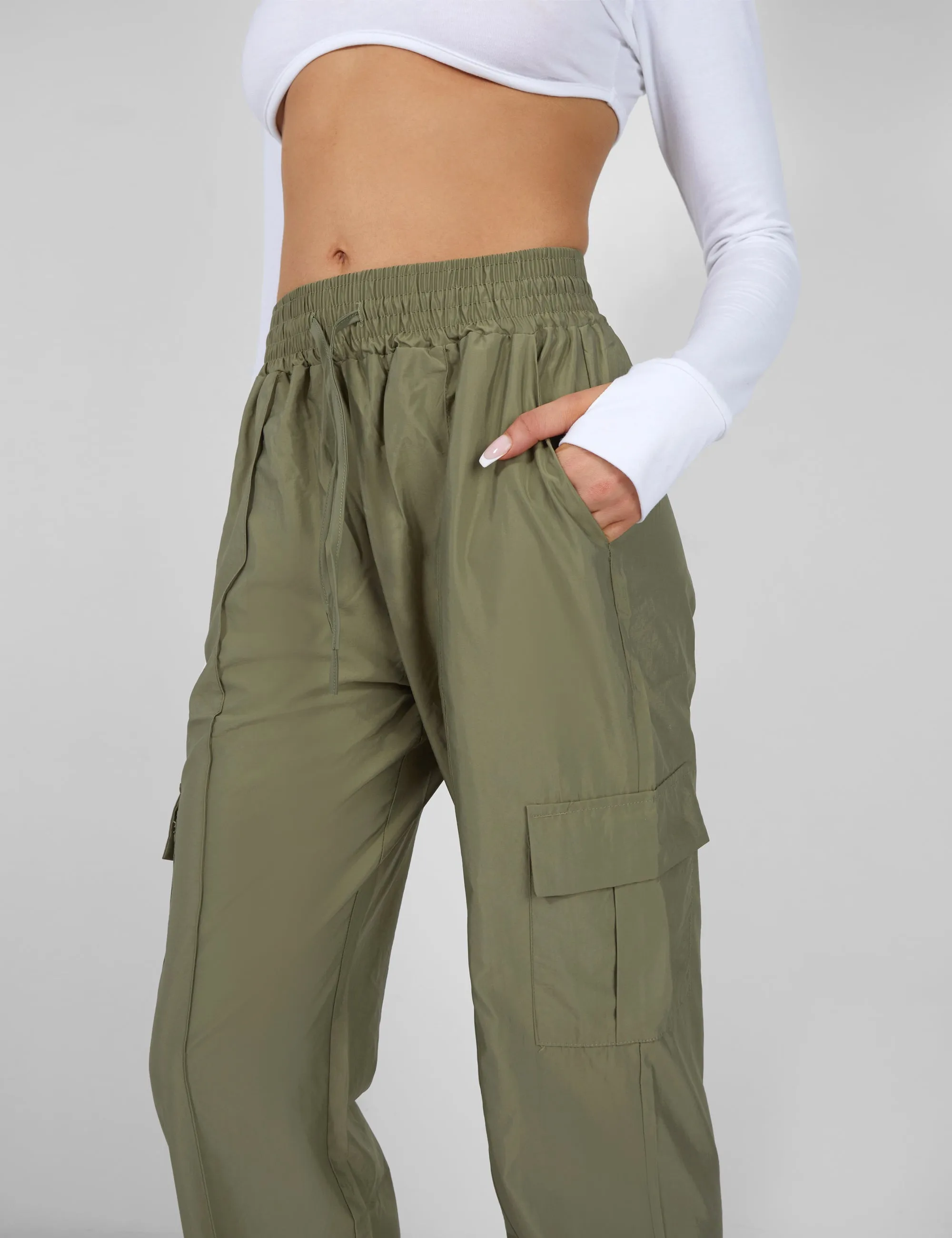 SPLIT HEM CARGO TROUSERS KHAKI sold by Public Desire product image thumbnail 3