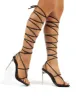 Antics Black Extreme Lace Up Strappy Clear Perspex Stiletto Heels sold by Public Desire