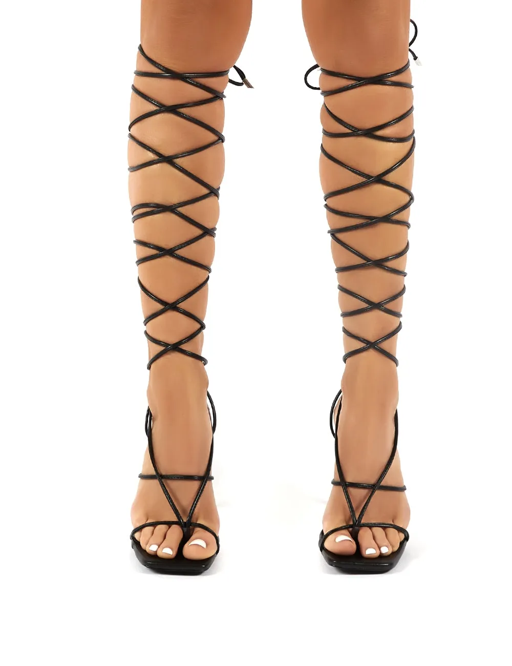 Antics Black Extreme Lace Up Strappy Clear Perspex Stiletto Heels sold by Public Desire product image thumbnail 5