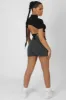 High Neck Tie Back Crop Top Black sold by Public Desire