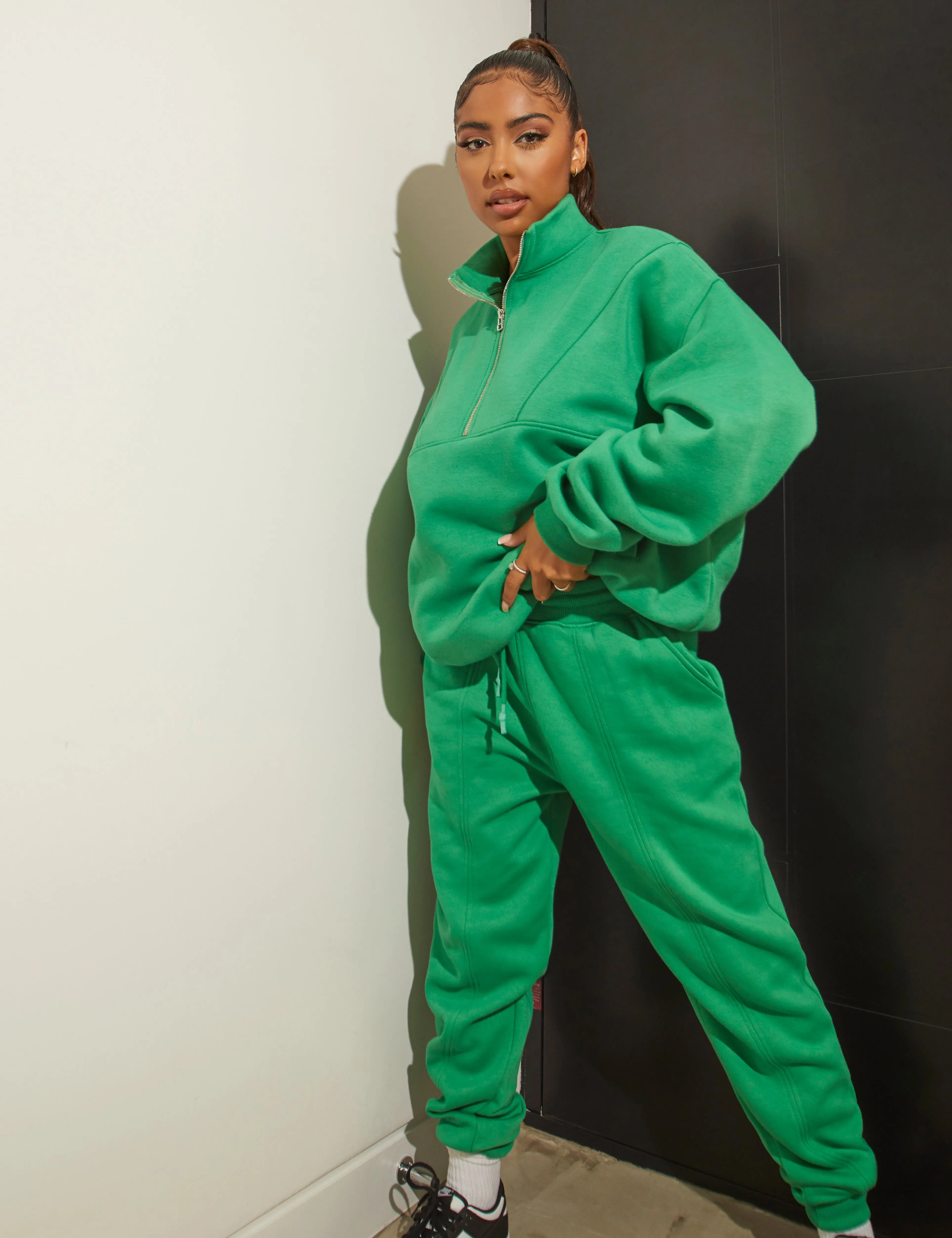 Oversized Fit Seam Front 90S Joggers Green sold by Public Desire product image thumbnail 2