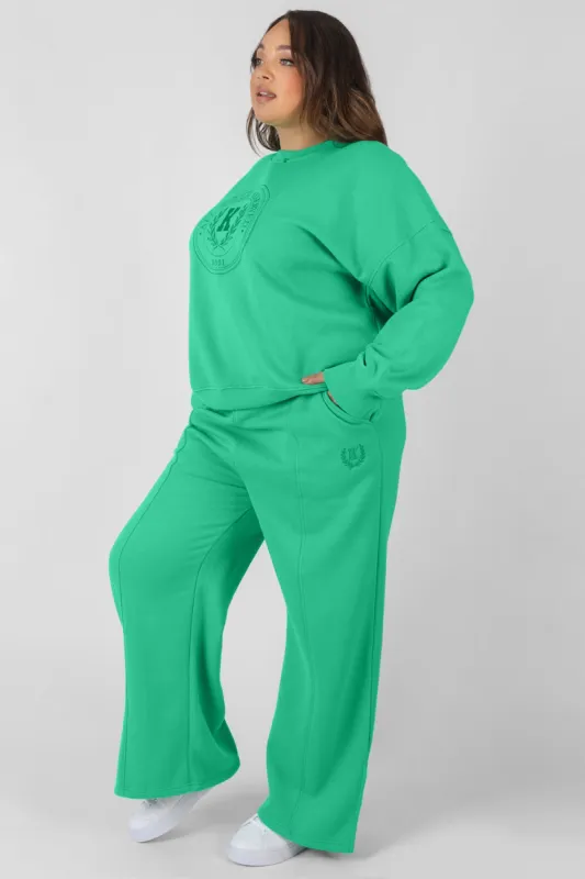 Curve Kaiia Tonal Embroidered Joggers Green sold by Public Desire