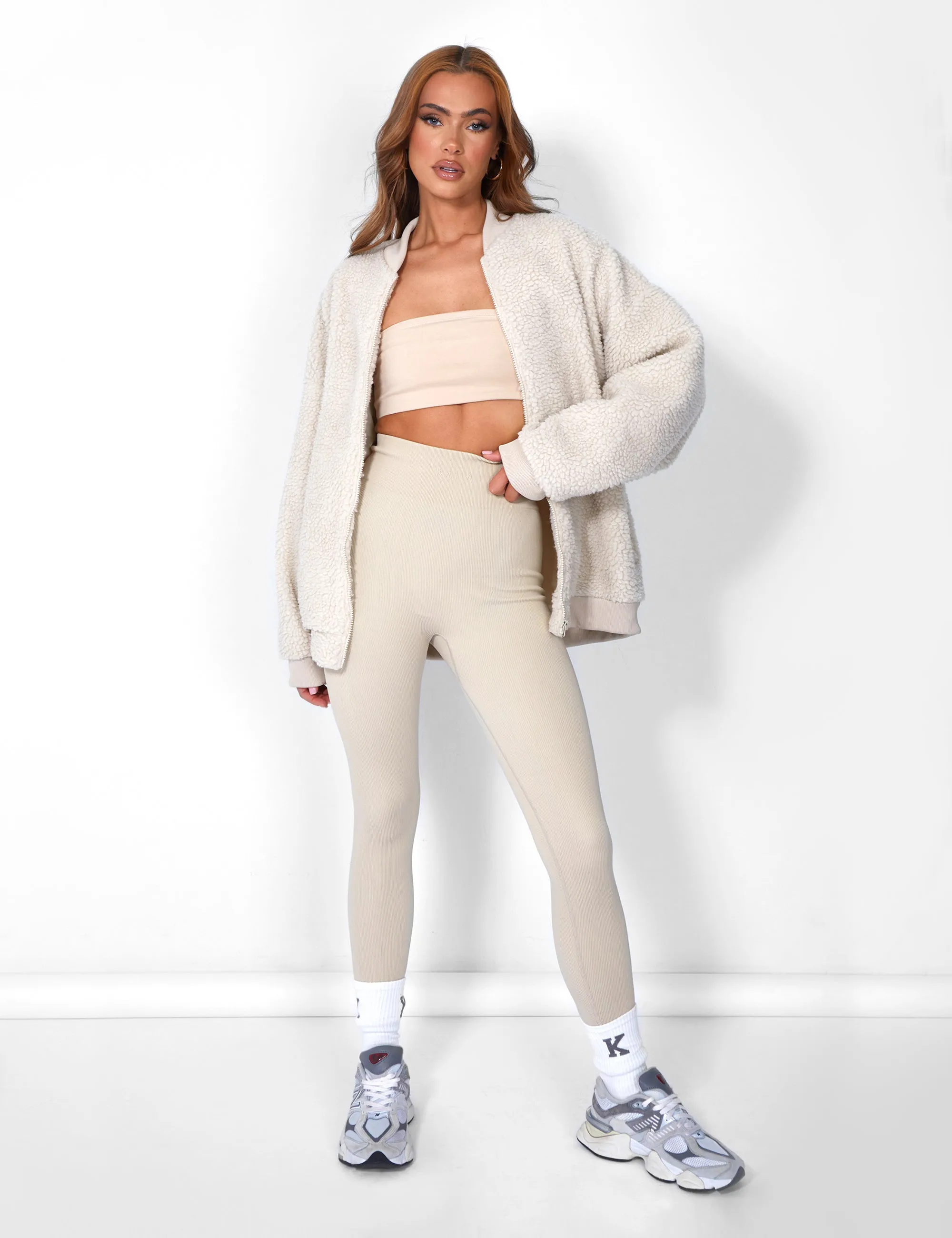 Borg Oversized Bomber Jacket Cream sold by Public Desire product image thumbnail 3