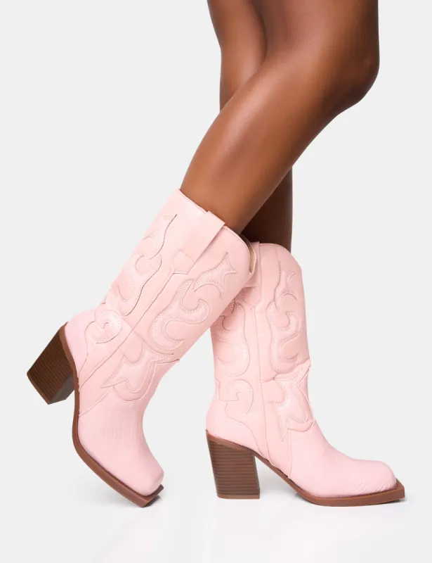 Texas Pink Western Block Heel Ankle Boots sold by Public Desire