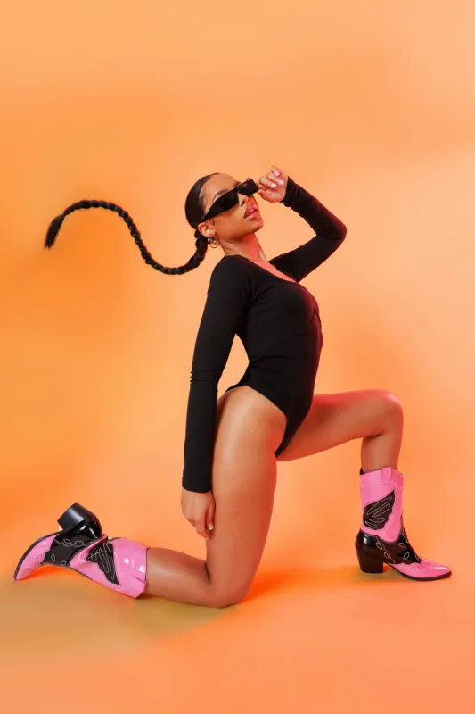 Underbust Seam Square Neck Bodysuit Black sold by Public Desire