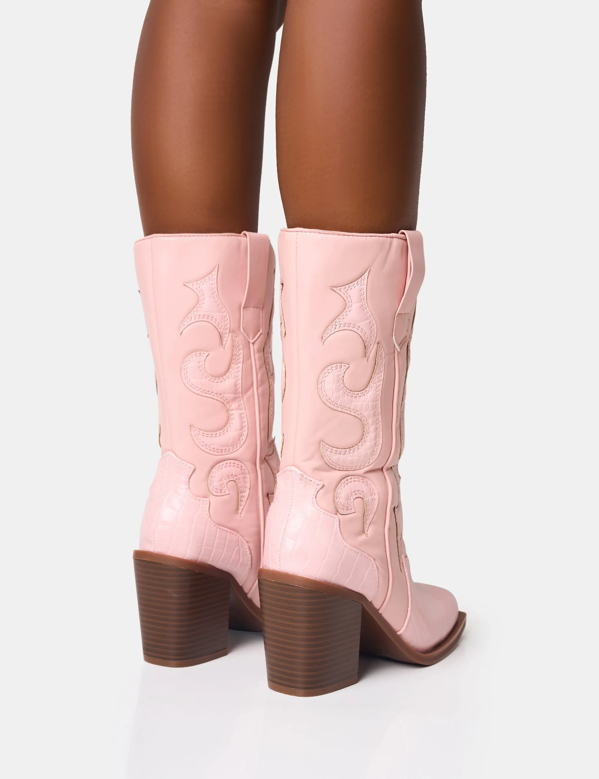 Texas Pink Western Block Heel Ankle Boots sold by Public Desire product image thumbnail 4
