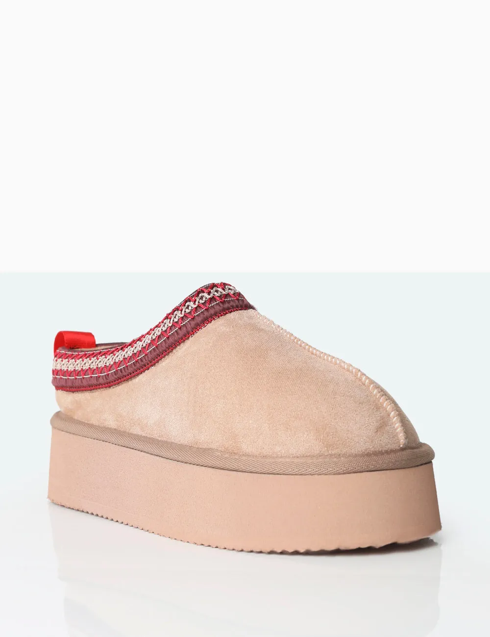 Vixon Beige Faux Suede Embroidered Slipper Platform Boots sold by Public Desire product image thumbnail 2