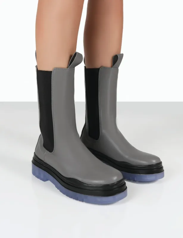 Winter Grey Ankle Chunky Sole Chelsea Boots sold by Public Desire