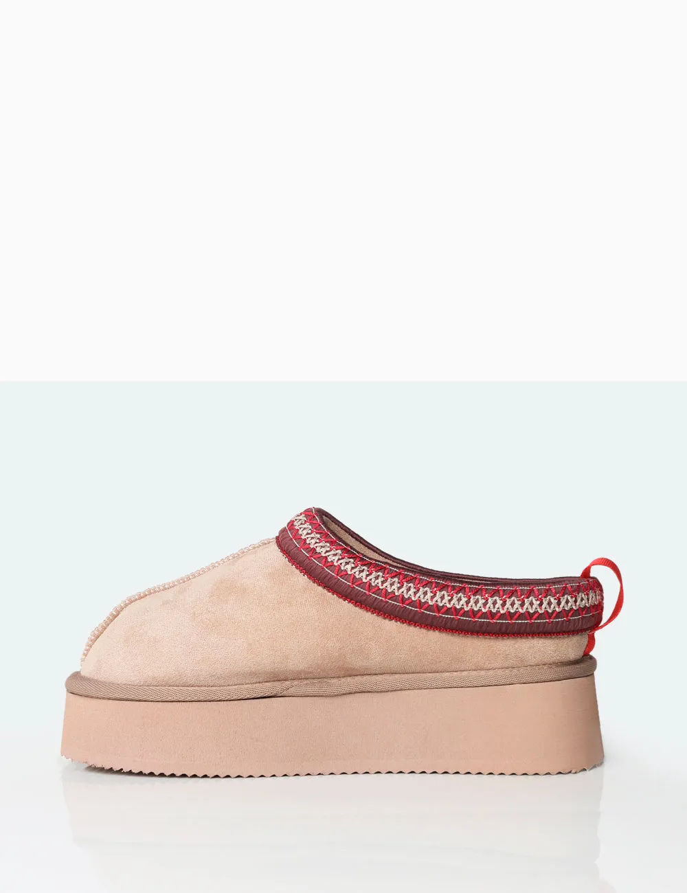 Vixon Beige Faux Suede Embroidered Slipper Platform Boots sold by Public Desire product image thumbnail 3