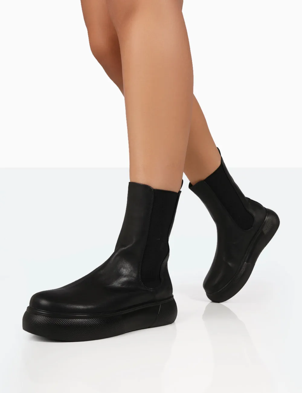Pisa Black Pu Chunky Rubber Sole Chelsea Boots sold by Public Desire product image thumbnail 2