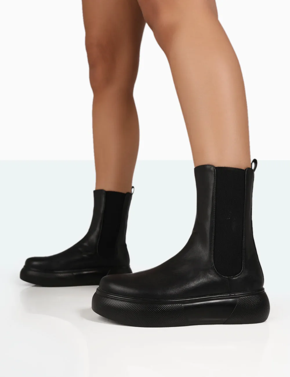 Pisa Black Pu Chunky Rubber Sole Chelsea Boots sold by Public Desire product image thumbnail 3