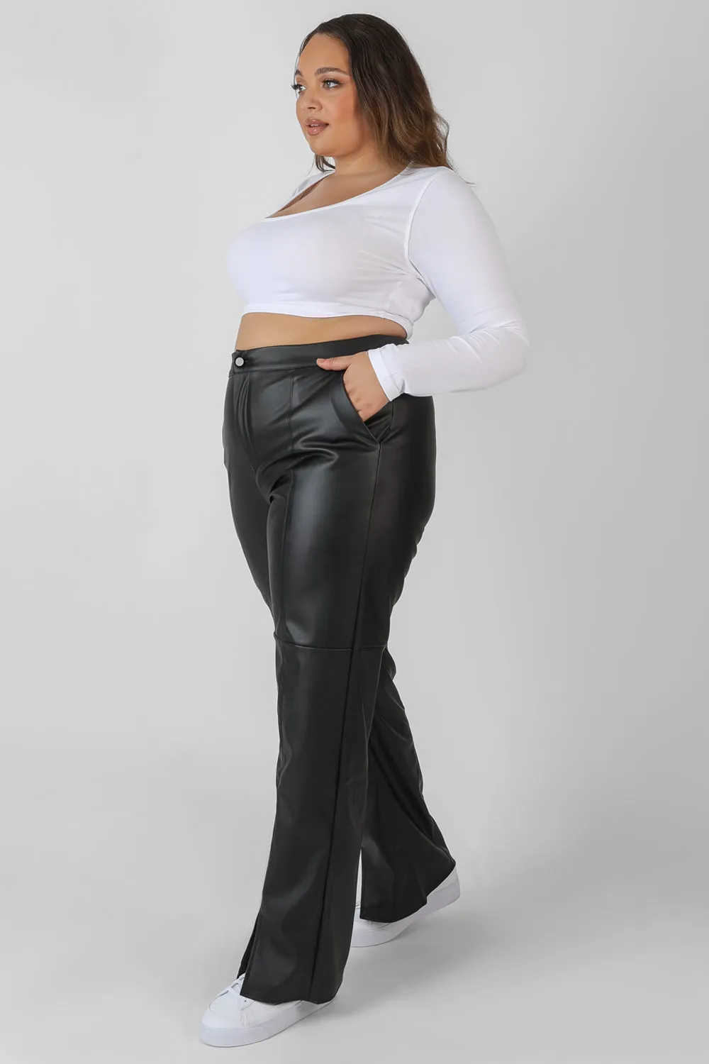 Curve Scoop Neck Long Sleeve Crop Top White sold by Public Desire product image thumbnail 3
