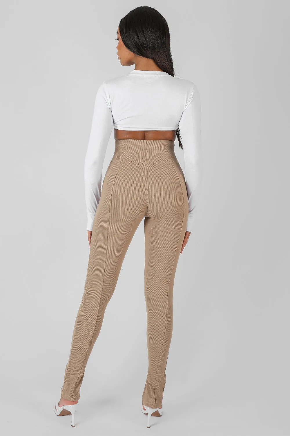 Split Hem Ribbed Legging Camel sold by Public Desire product image thumbnail 3