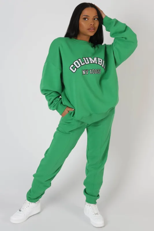 Oversized Columbia Slogan Sweatshirt Green sold by Public Desire