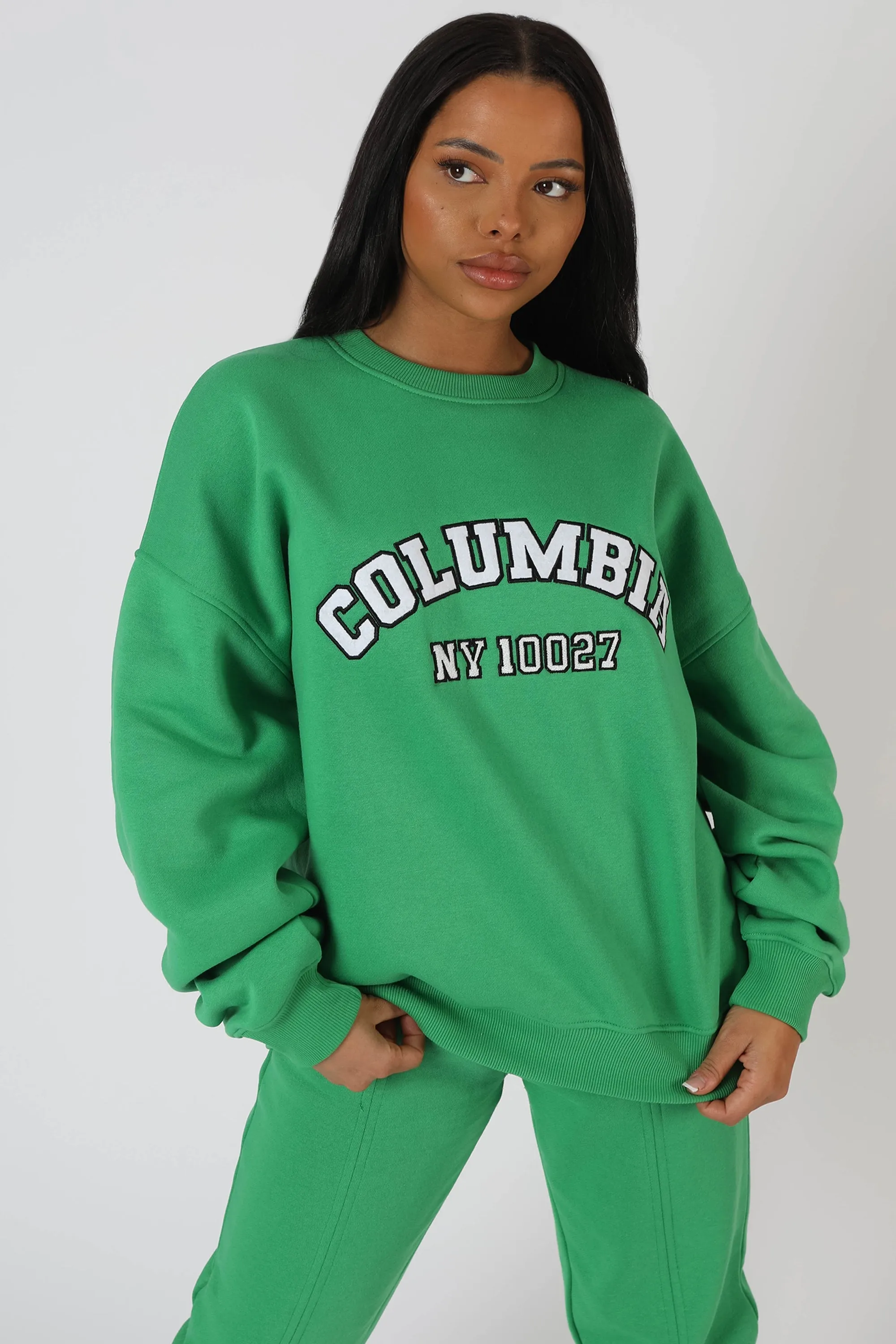 Oversized Columbia Slogan Sweatshirt Green sold by Public Desire product image thumbnail 2