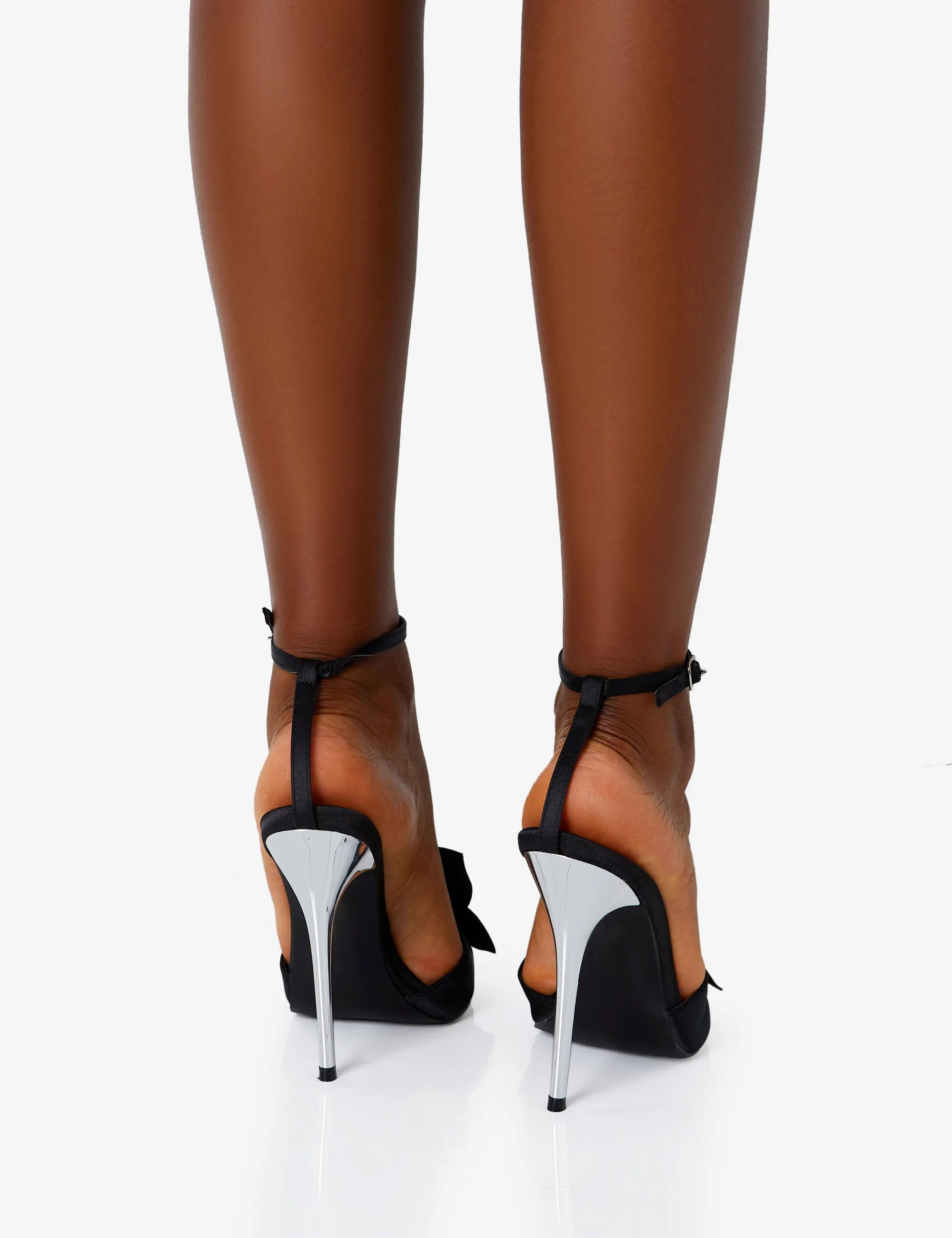 Crush Black Satin Flower Corsage Barely There Court Stiletto Heels sold by Public Desire product image thumbnail 4