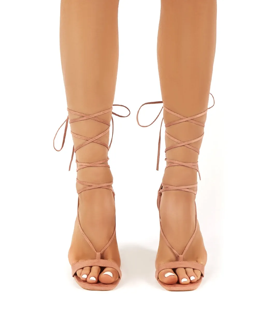 Frankie Nude Suede Lace Up Block High Heels sold by Public Desire product image thumbnail 3