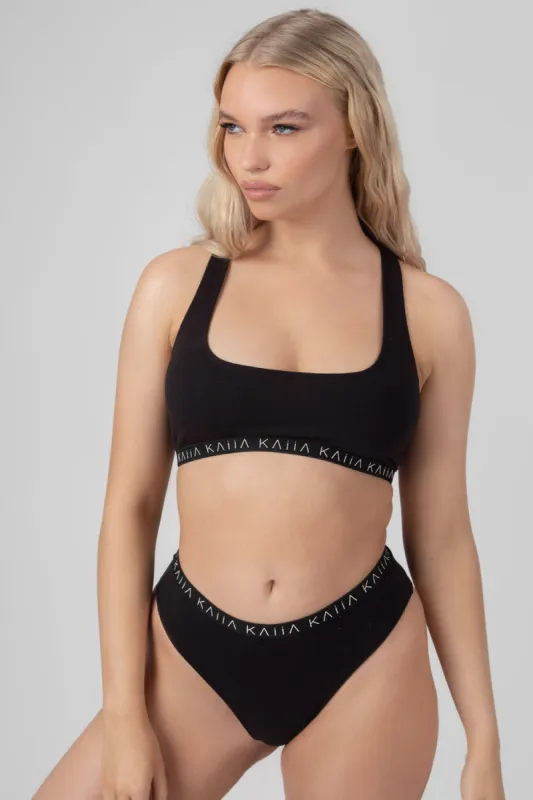 Kaiia Elastic Scoop Neck Bra Black made by Public Desire
