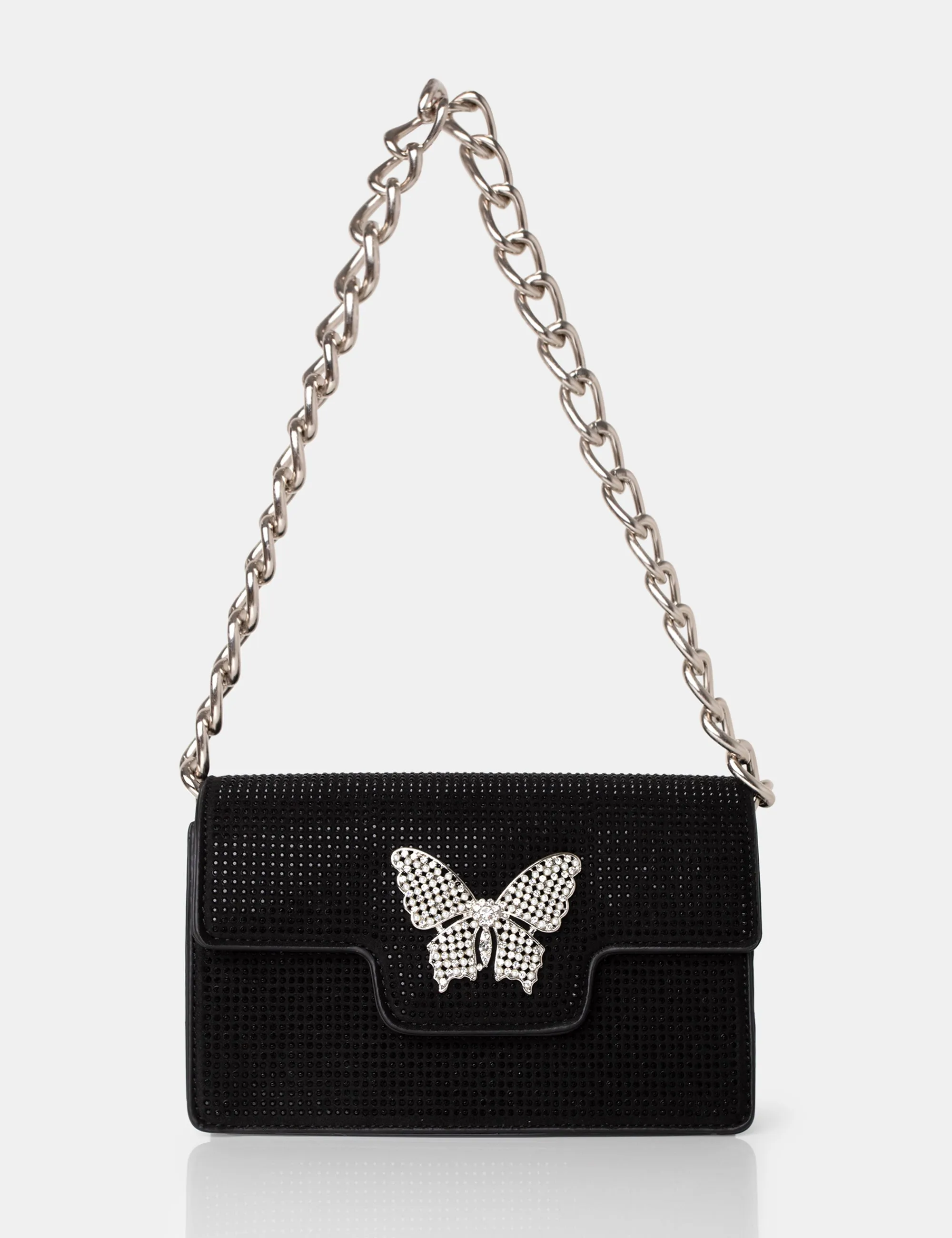 The Butterfly Black Diamante Shoulder Bag sold by Public Desire
