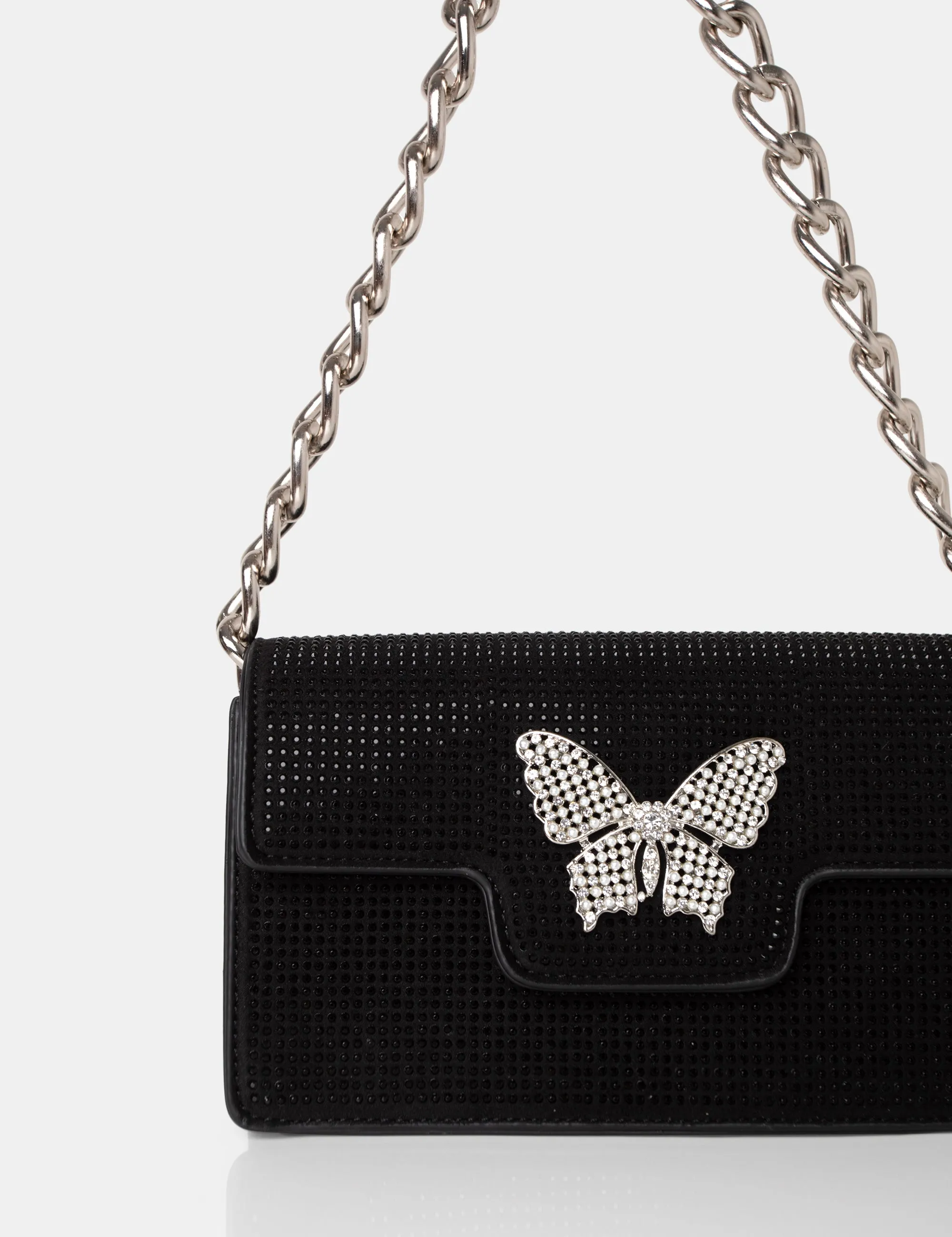 The Butterfly Black Diamante Shoulder Bag sold by Public Desire product image thumbnail 3