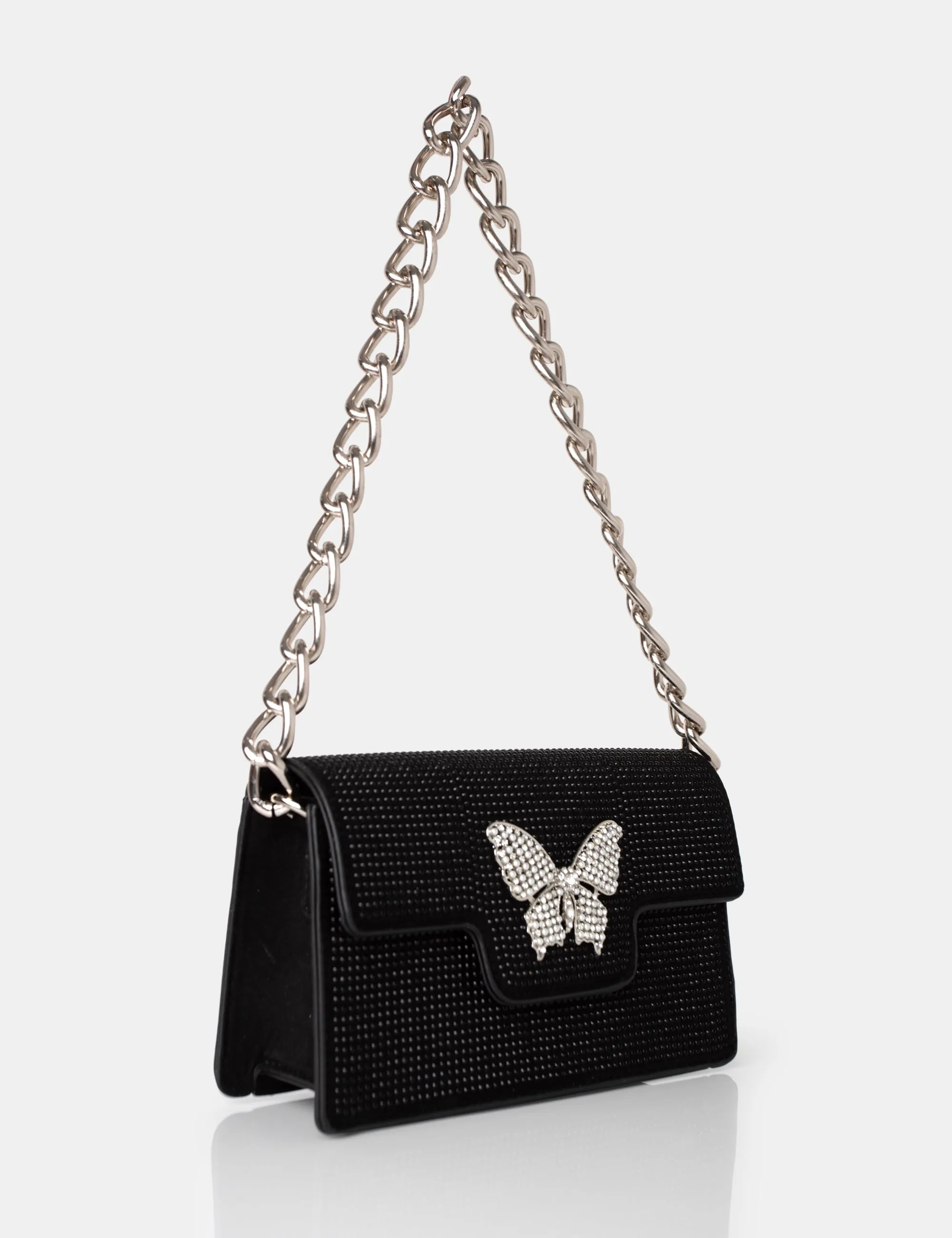 The Butterfly Black Diamante Shoulder Bag sold by Public Desire product image thumbnail 2