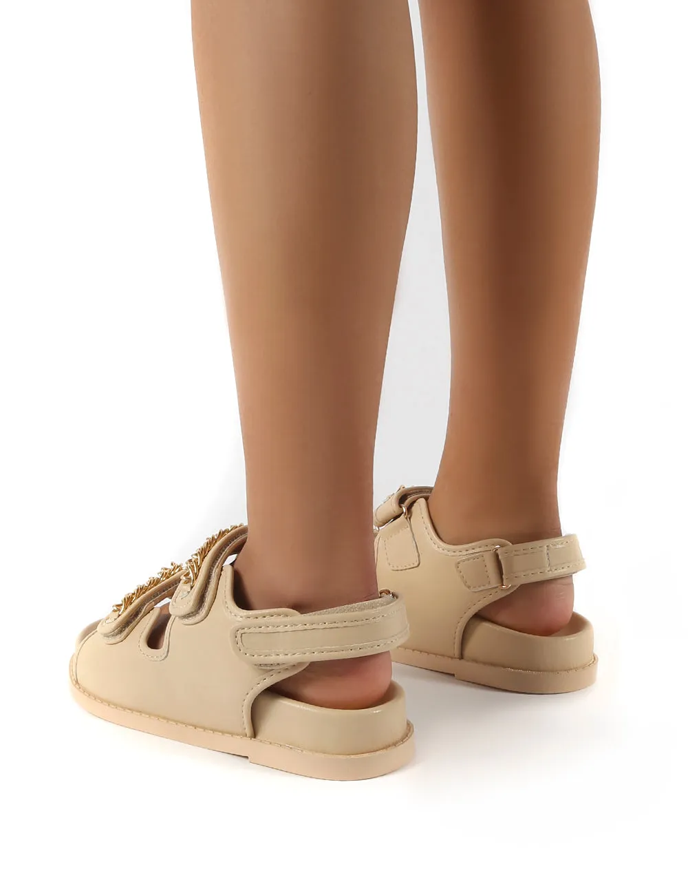 Ellis Wide Fit Nude PU Chain Detail Flat Sandal sold by Public Desire product image thumbnail 2