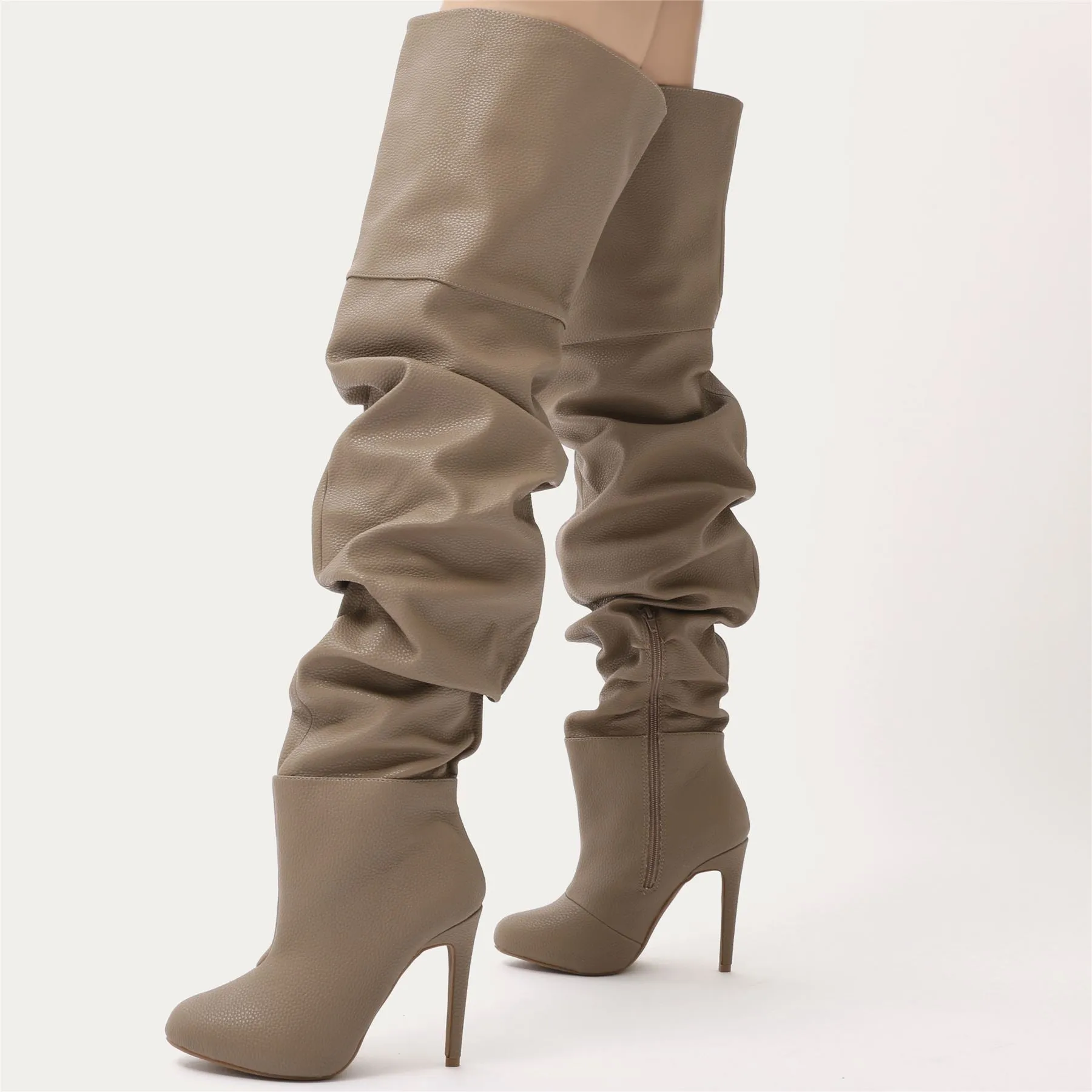 Ciara Over The Knee Slouch Boots in Taupe sold by Public Desire product image thumbnail 5