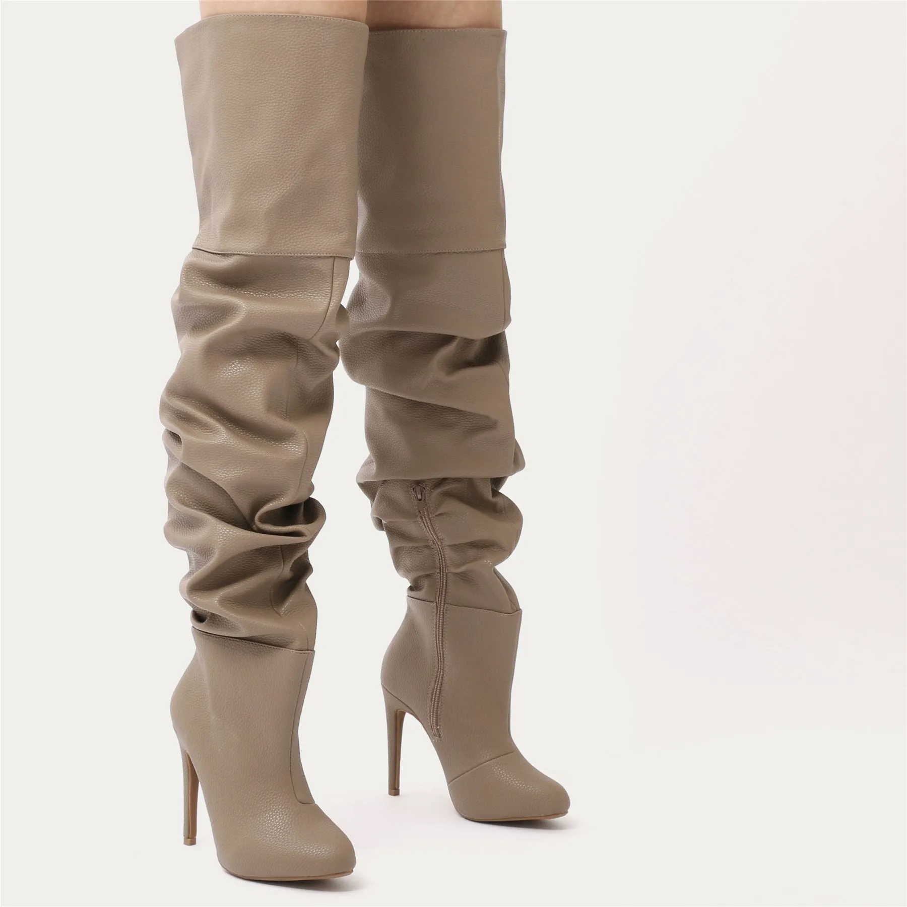 Ciara Over The Knee Slouch Boots in Taupe sold by Public Desire product image thumbnail 2