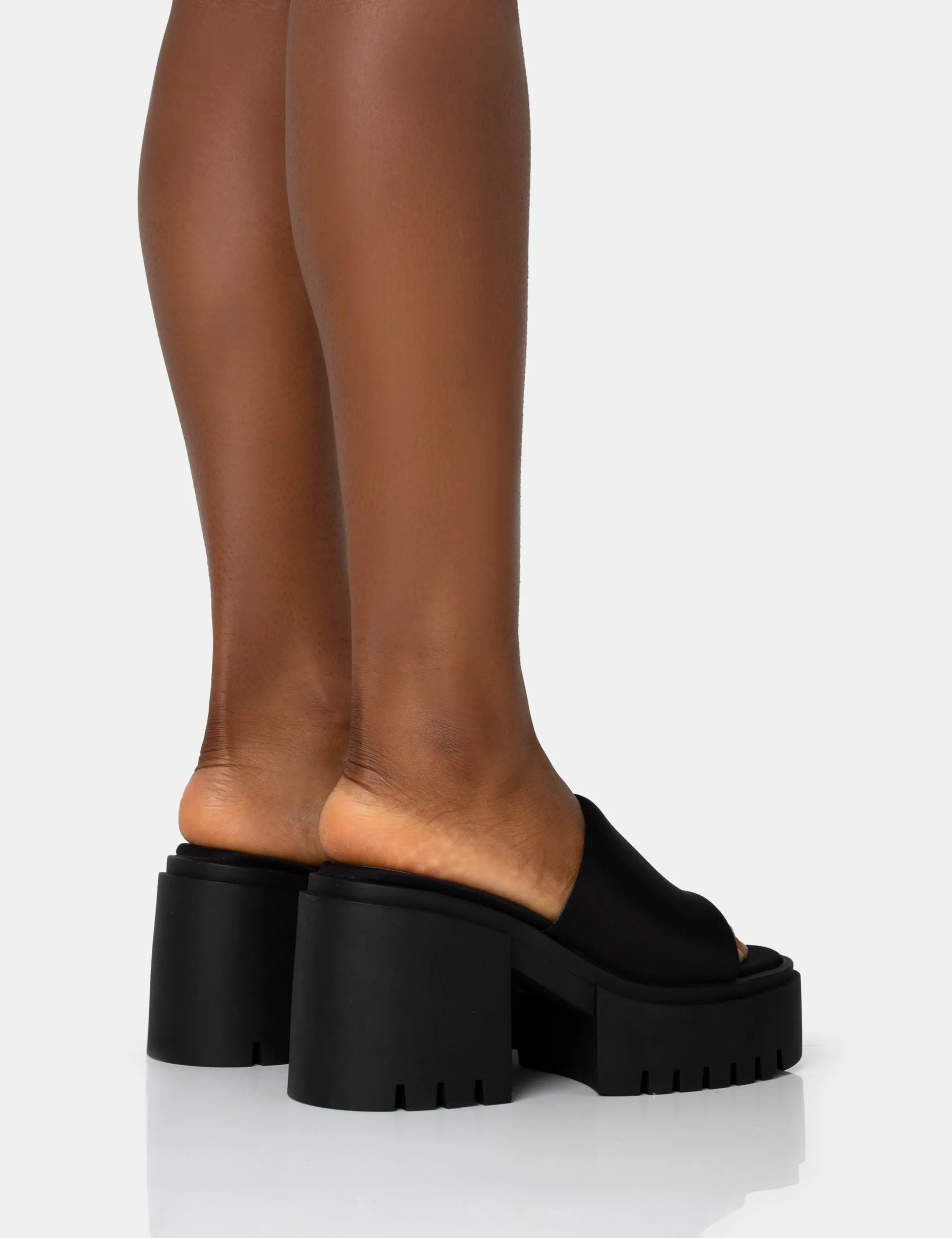 Sabeena Black Chunky Mule Round Toe Mid Heel Sandals sold by Public Desire product image thumbnail 2