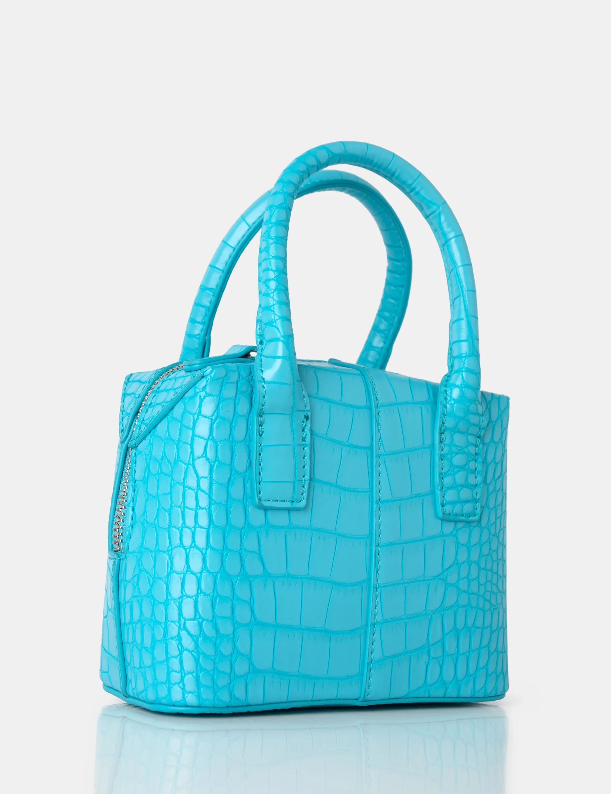 The Bode Blue Croc Square Top Handle Mini Bag sold by Public Desire product image thumbnail 2