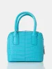 The Bode Blue Croc Square Top Handle Mini Bag sold by Public Desire