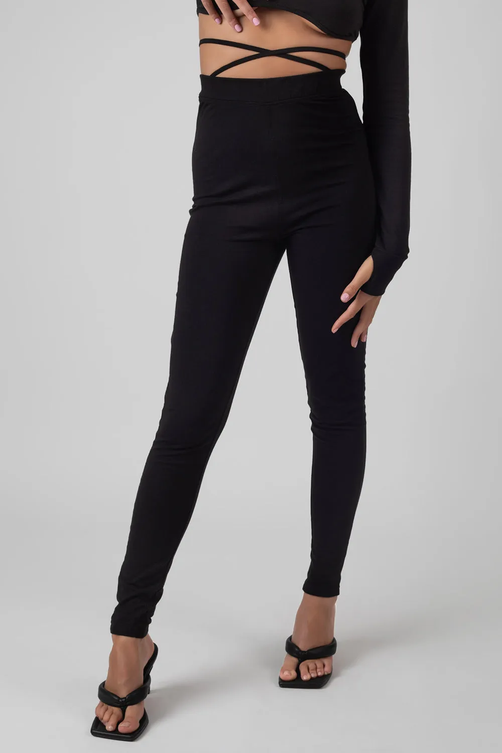 Tie Waist Leggings Black sold by Public Desire product image thumbnail 2