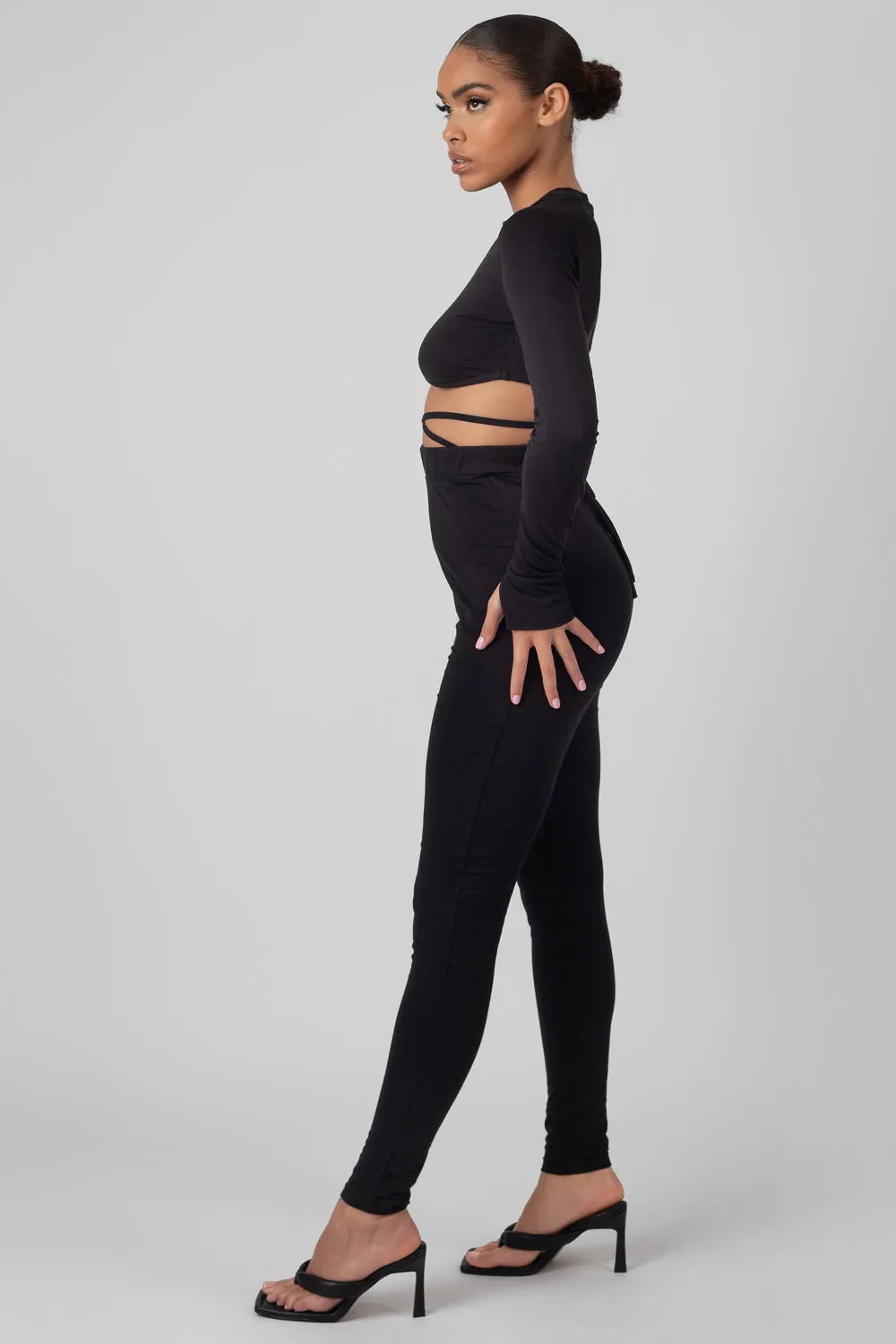 Tie Waist Leggings Black sold by Public Desire product image thumbnail 3