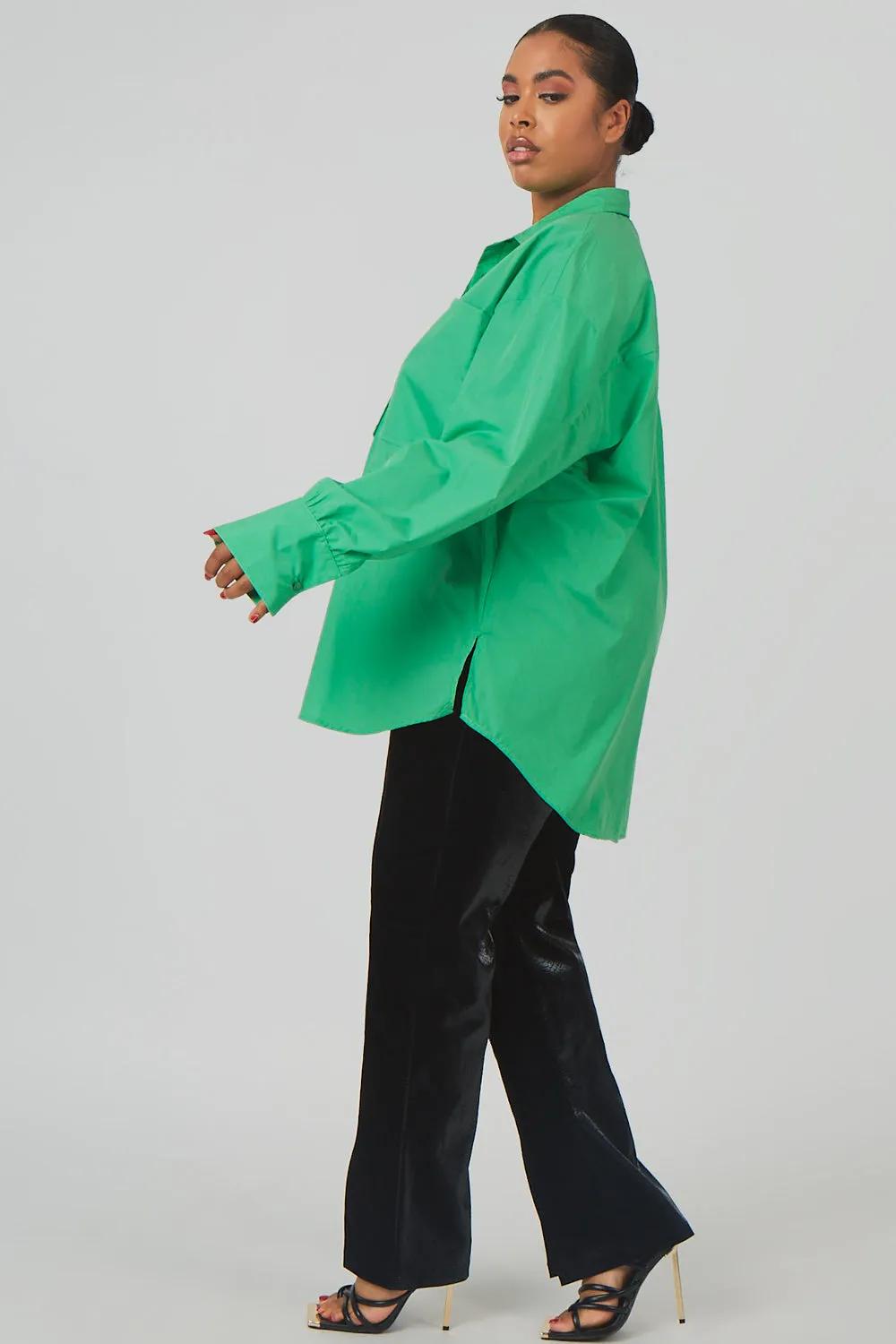 Curve Oversized Pocket Poplin Shirt Green sold by Public Desire product image thumbnail 2