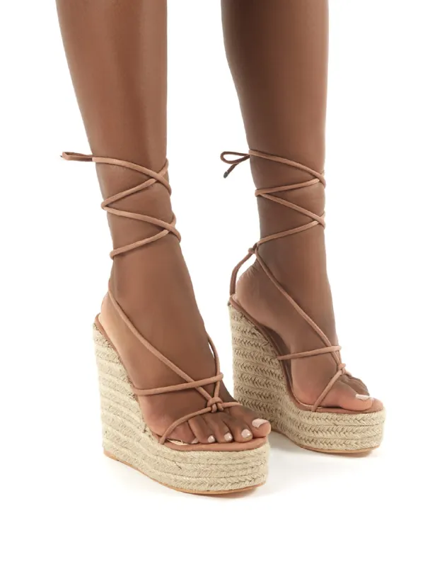 Luciana Mocha Espadrille Lace Up Heeled Sandals sold by Public Desire