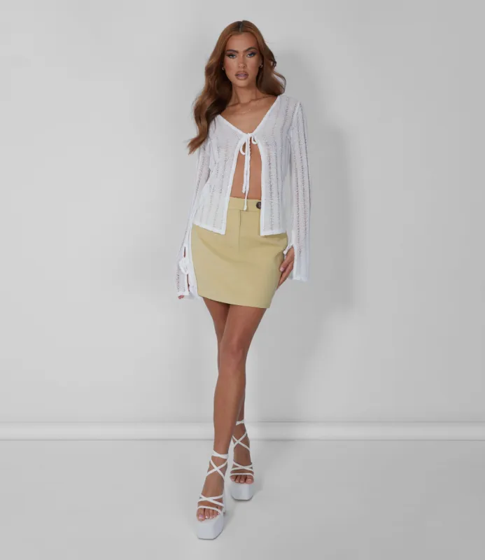 Tailored Button Detail Mini Skirt Lime sold by Public Desire