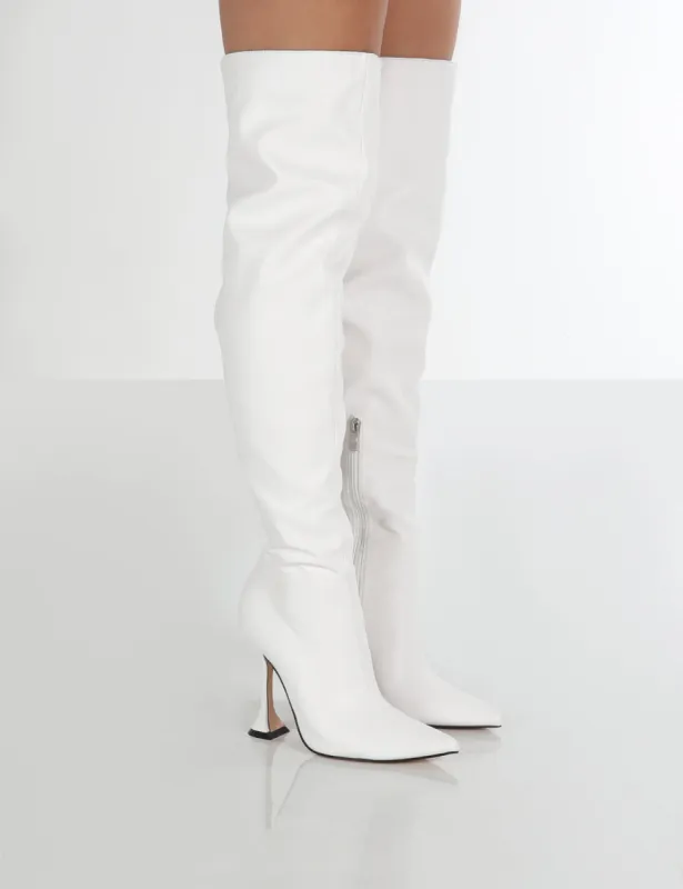 Indica White PU Over The Knee Boots sold by Public Desire