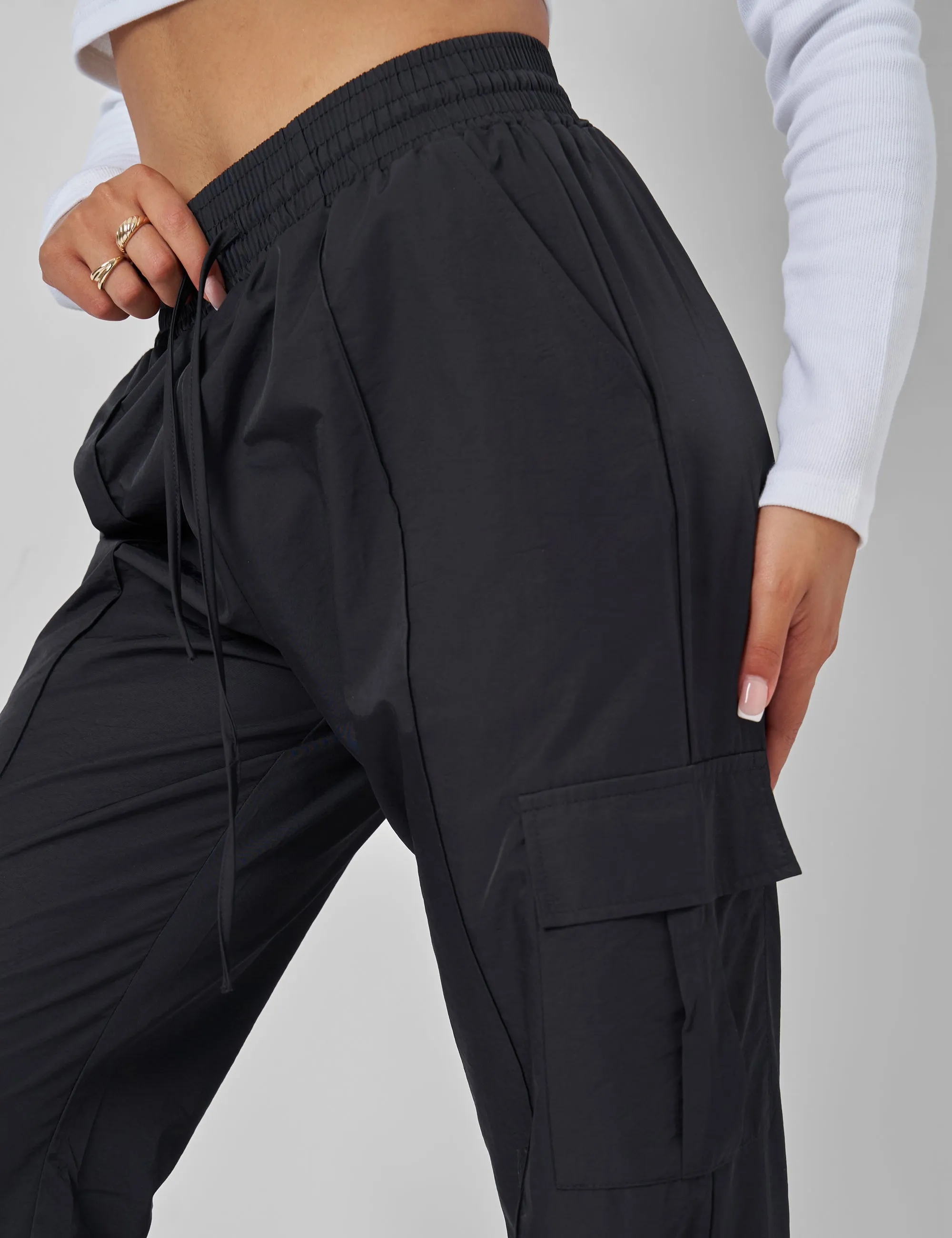 Split Hem Cargo Trousers Black sold by Public Desire product image thumbnail 3