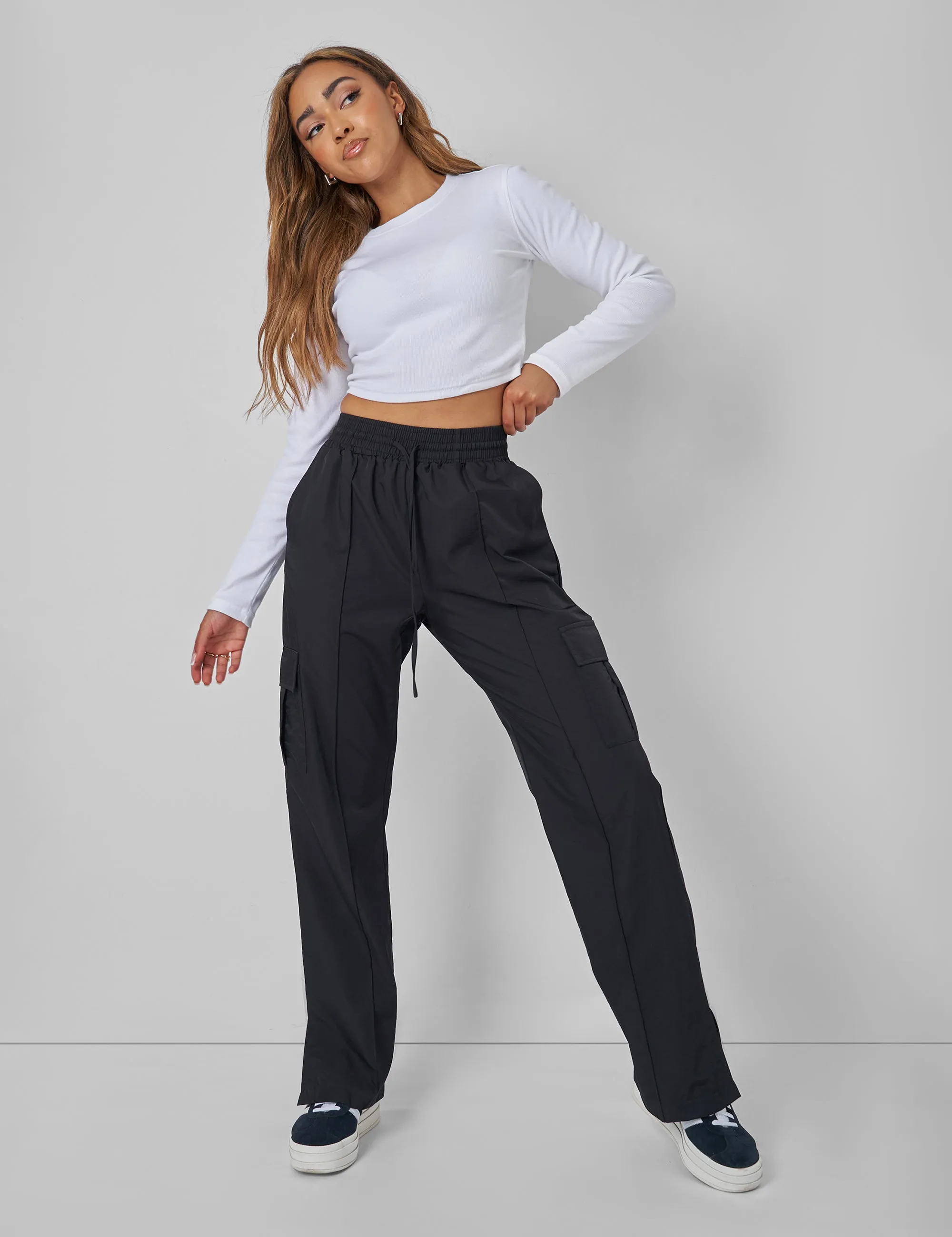 Split Hem Cargo Trousers Black sold by Public Desire product image thumbnail 2