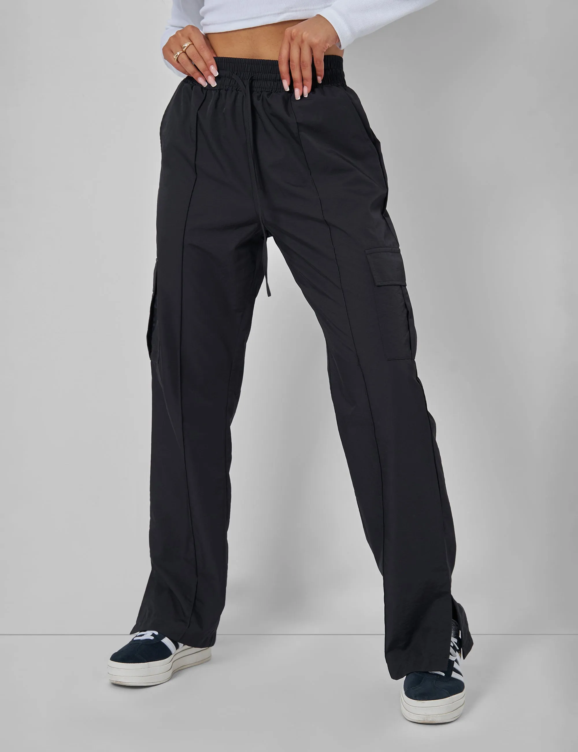 Split Hem Cargo Trousers Black sold by Public Desire product image thumbnail 4