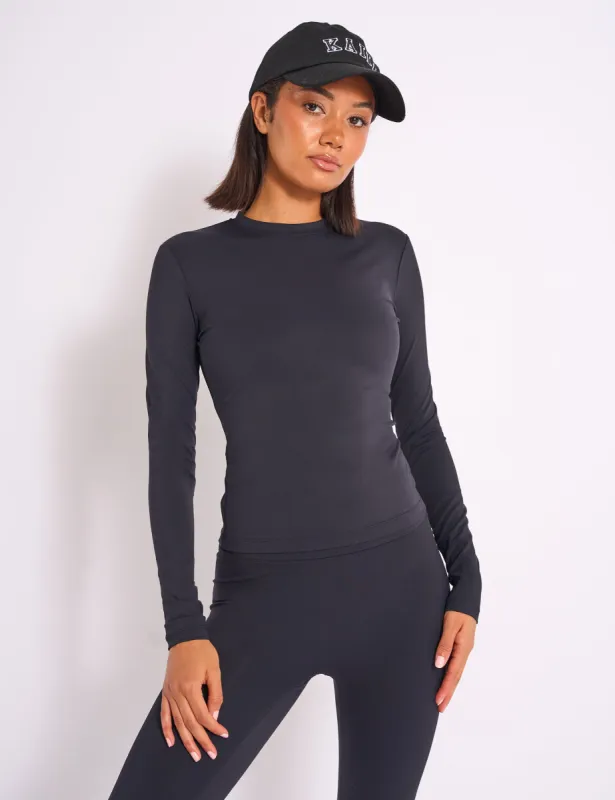 Kaiia Sculpt Long Sleeve Fitted T-shirt Black sold by Public Desire