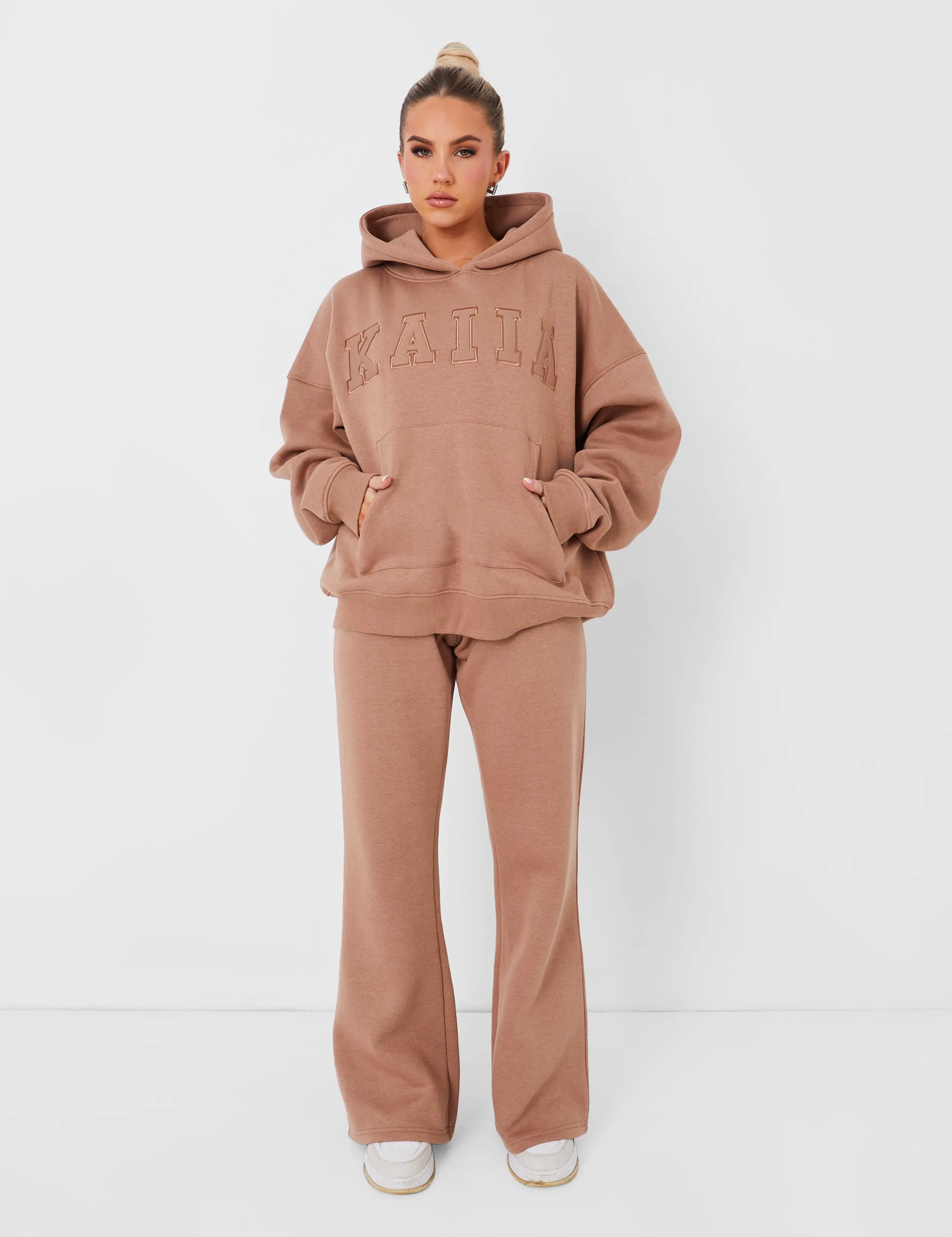 Kaiia Wide Leg Sweat Pants in Caramel sold by Public Desire