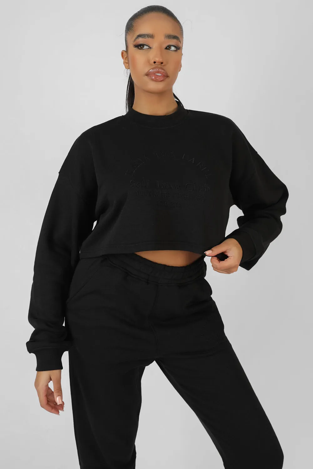 Self Love Club Cropped Sweatshirt Black sold by Public Desire