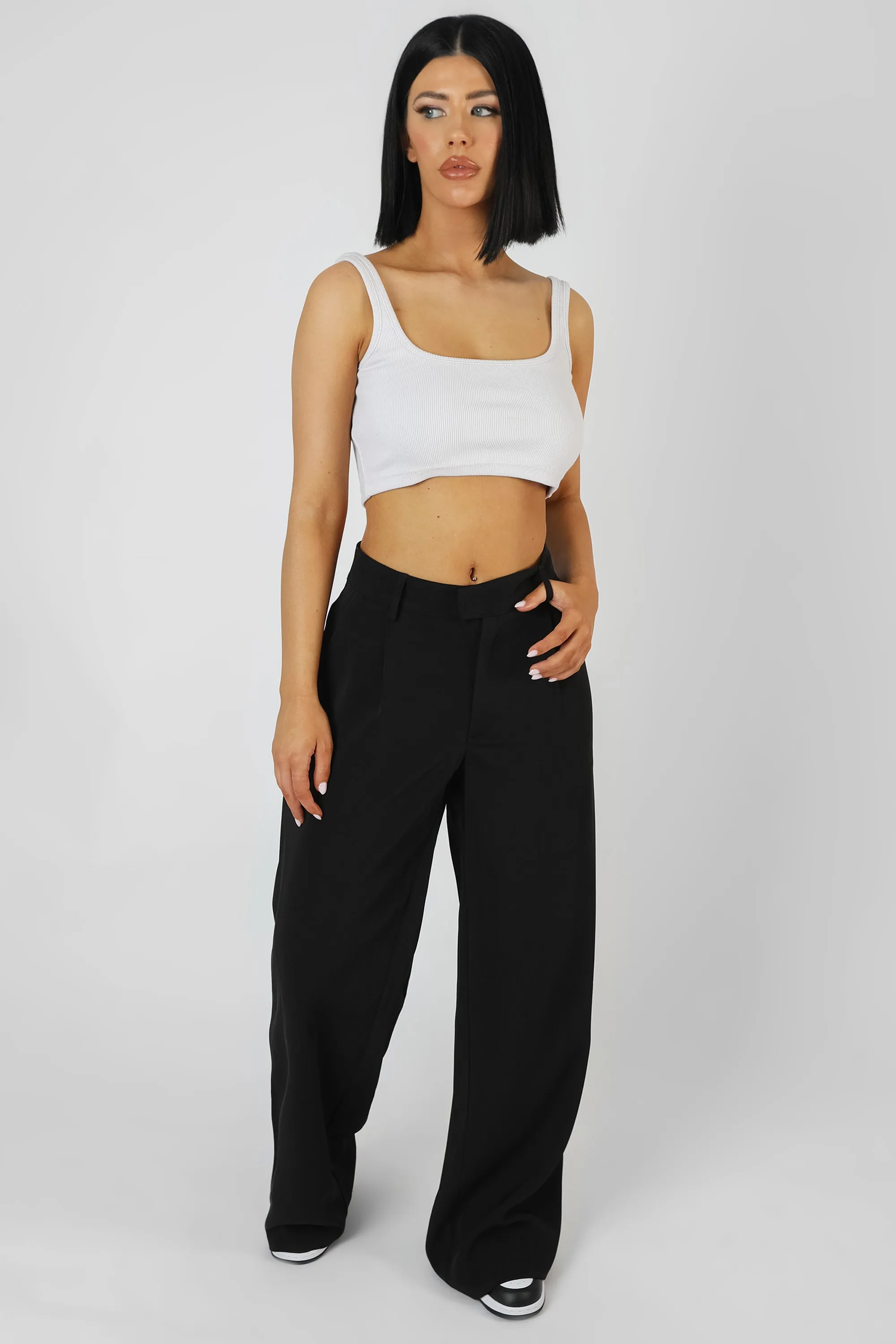 Square Neck Ribbed Crop Top Ecru sold by Public Desire