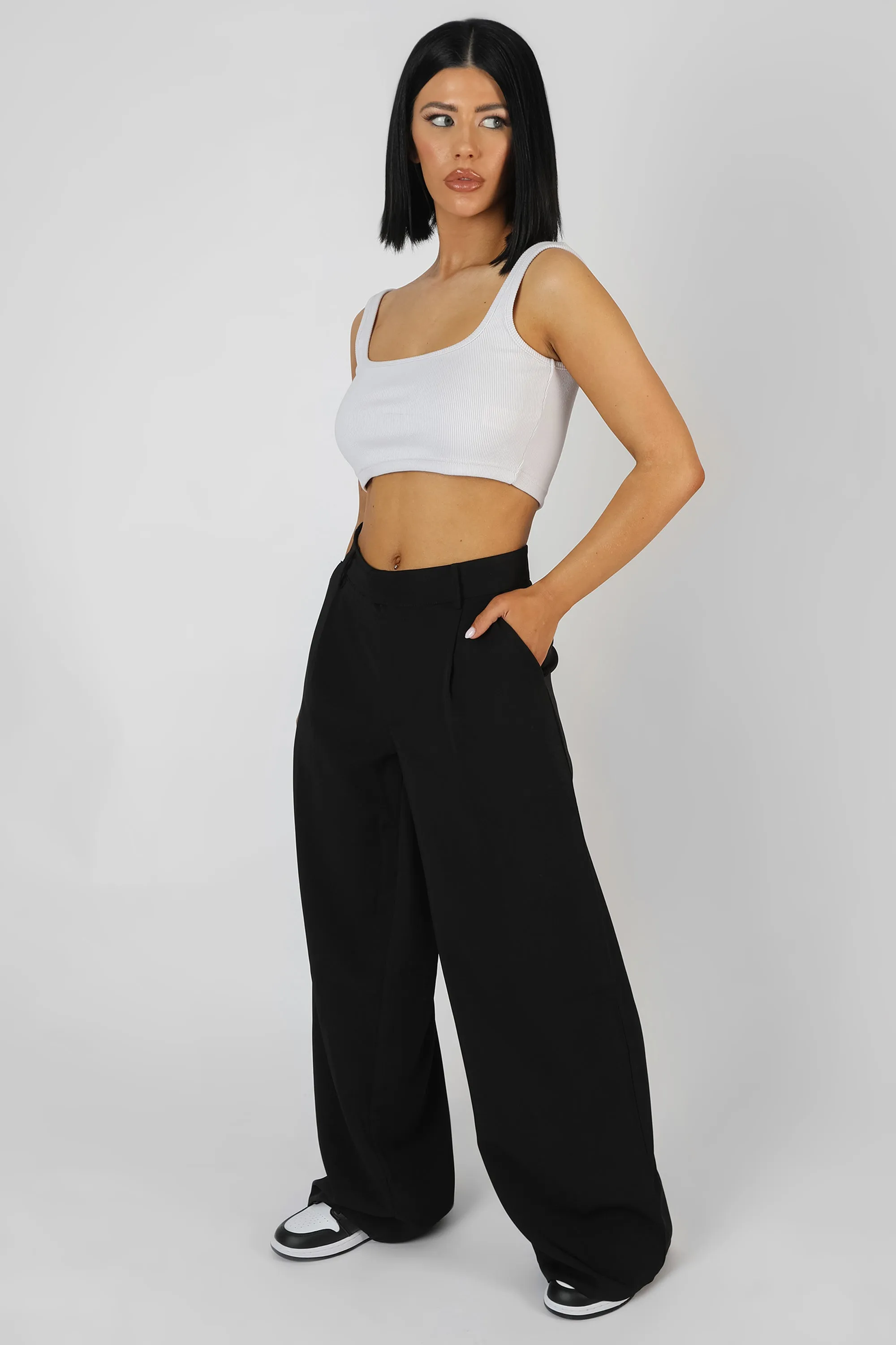 Square Neck Ribbed Crop Top Ecru sold by Public Desire product image thumbnail 3
