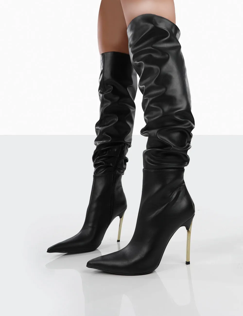 Energy Black PU Pointed Toe Over The Knee Heeled Boots sold by Public Desire product image thumbnail 3