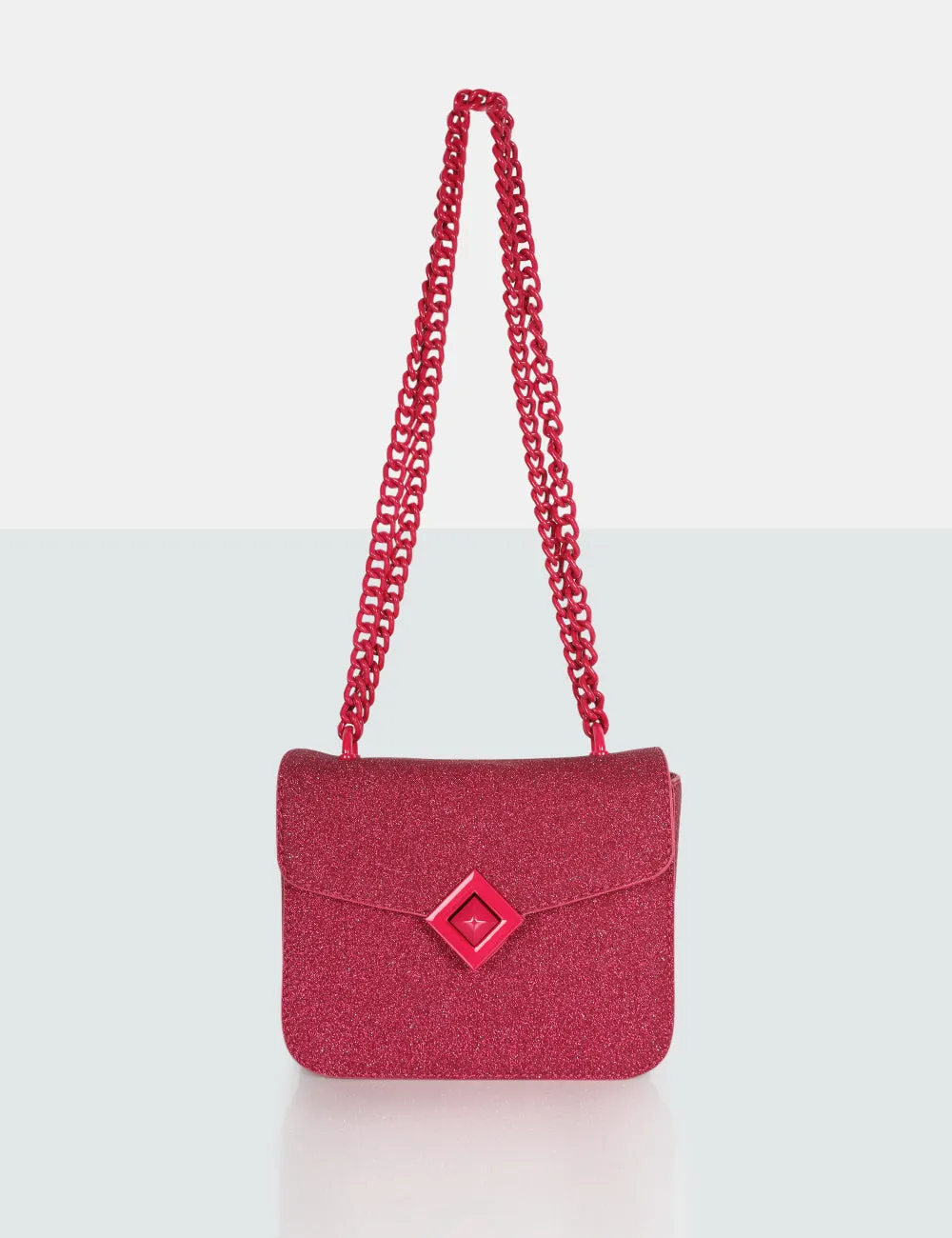 The Pixie Hot Pink Glitter Bag Chain Detail Shoulder Bag sold by Public Desire product image thumbnail 4