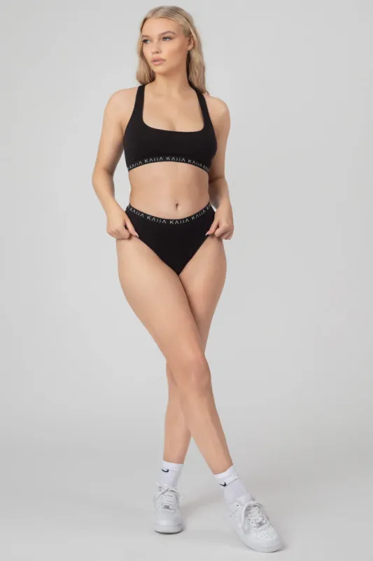 Kaiia Elastic Highwaisted Brief Black sold by Public Desire
