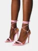 Merlot Pink Lace Up Wrap Around Pointed Toe Stiletto Heels sold by Public Desire