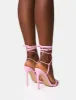Merlot Pink Lace Up Wrap Around Pointed Toe Stiletto Heels sold by Public Desire